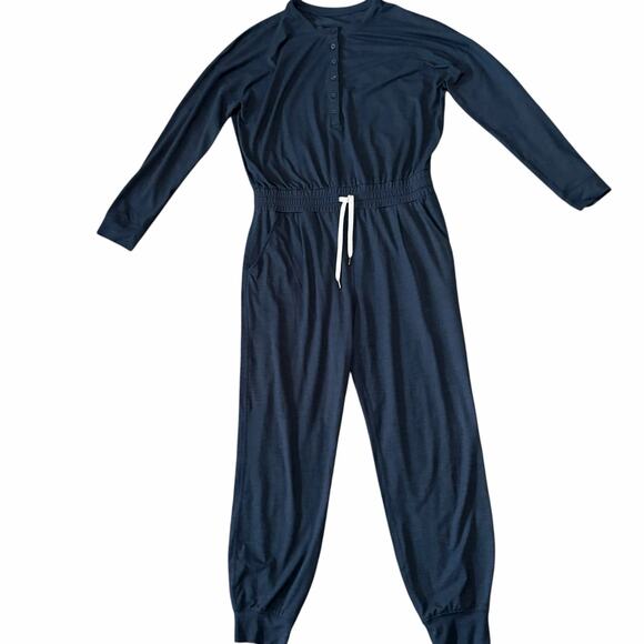 Vuori Lux Long Sleeve Jumpsuit Heathered Midnight Large* Athleisure Loungewear - Picture 2 of 9